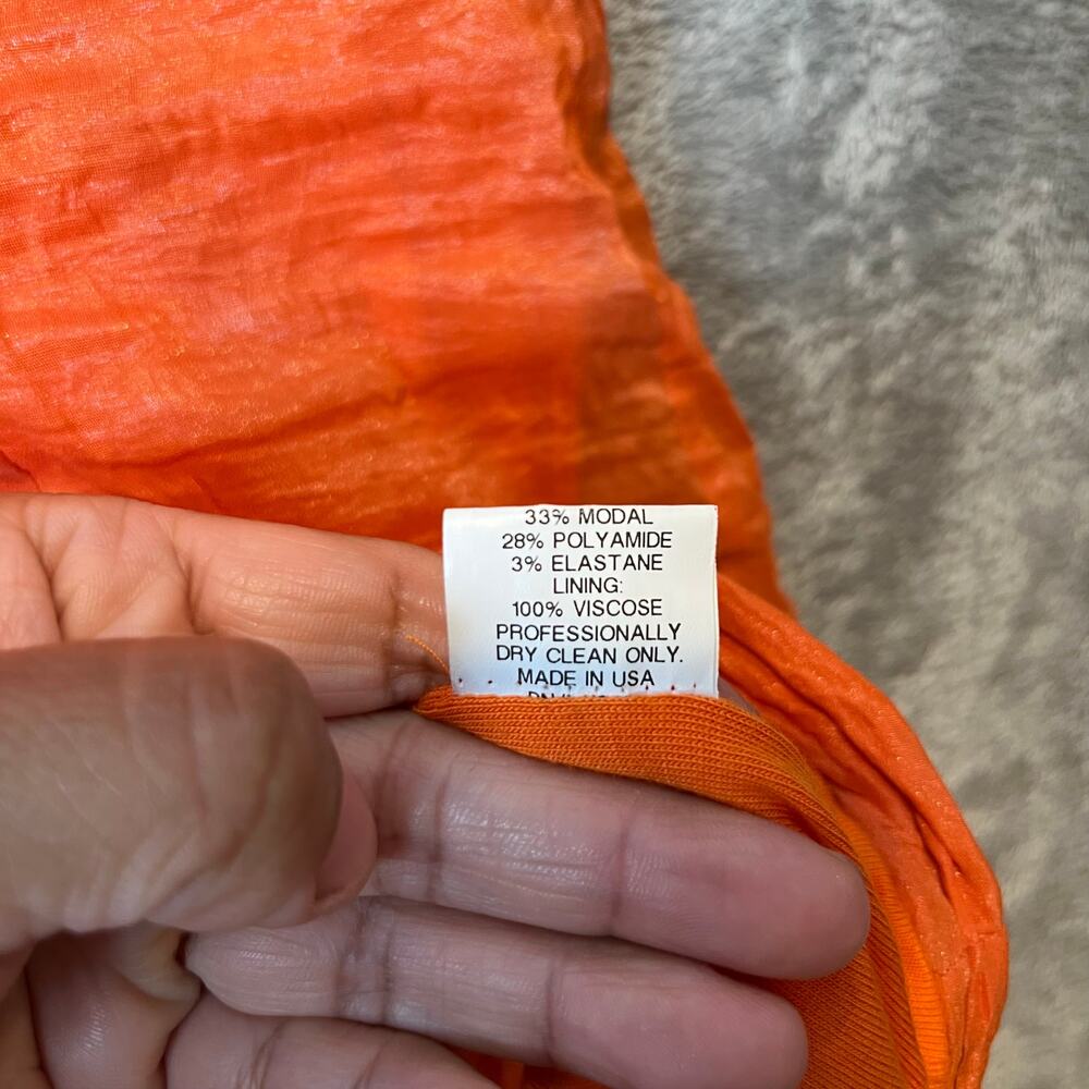 Yigal Azrouel Orange V-Neck Crinkle Bodycon Dress Size 2 - Picture 8 of 8
